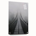 Acrylic glass landscape bridge design showcasing vibrant colors and intricate details, viewed from the side and secured with stylish pins, ideal for modern decor.