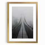 Gold-framed landscape bridge design featuring a mat, showcasing intricate details and vibrant colors, ideal for enhancing home decor and art collections.