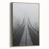 Framed canvas artwork showcasing a stunning landscape bridge design with gold accents, set against a serene backdrop, perfect for home decor enthusiasts.