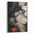 Black and white landscape art painting on framed canvas, featuring close-up natural elements, ideal for bedroom wall decor.