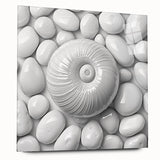 Large abstract wall art featuring close-up nature elements in vibrant green and brown tones on acrylic glass.