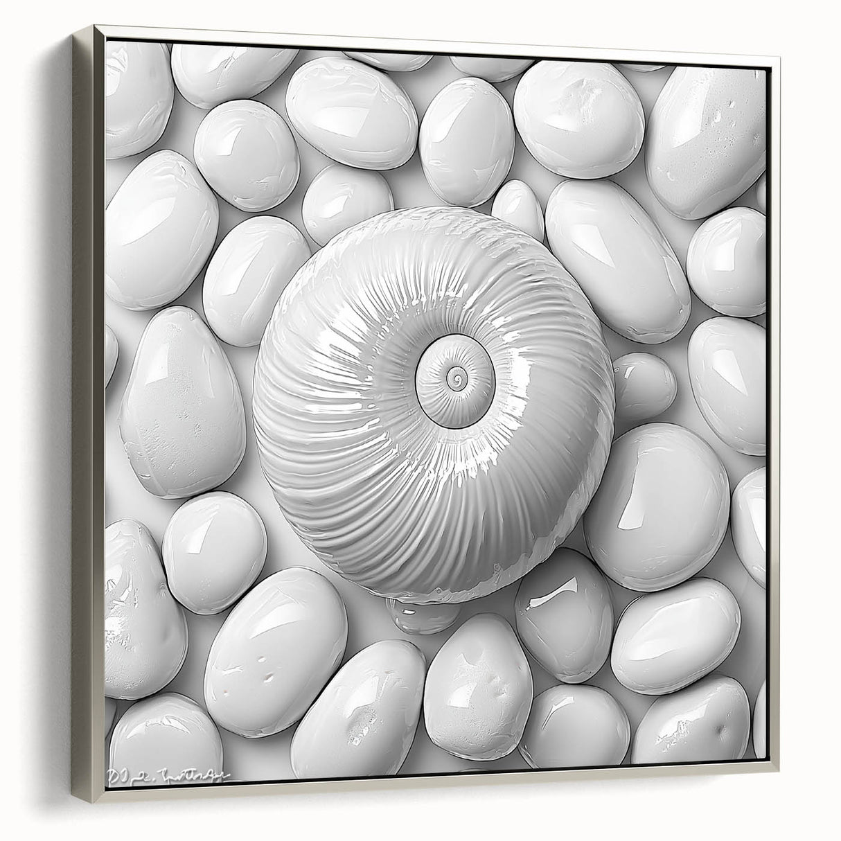 Framed canvas of a vintage-style landscape art painting featuring colorful foliage against a black background.