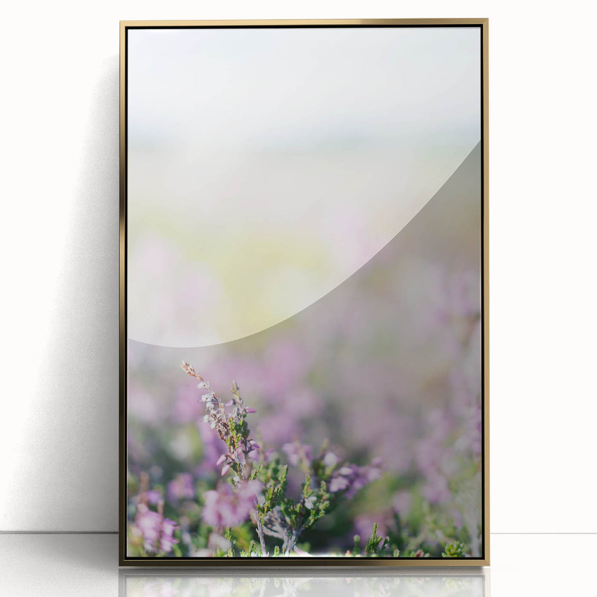 Large acrylic print of a mid-century modernist spring scene in pastel shades, ideal for nursery wall art.