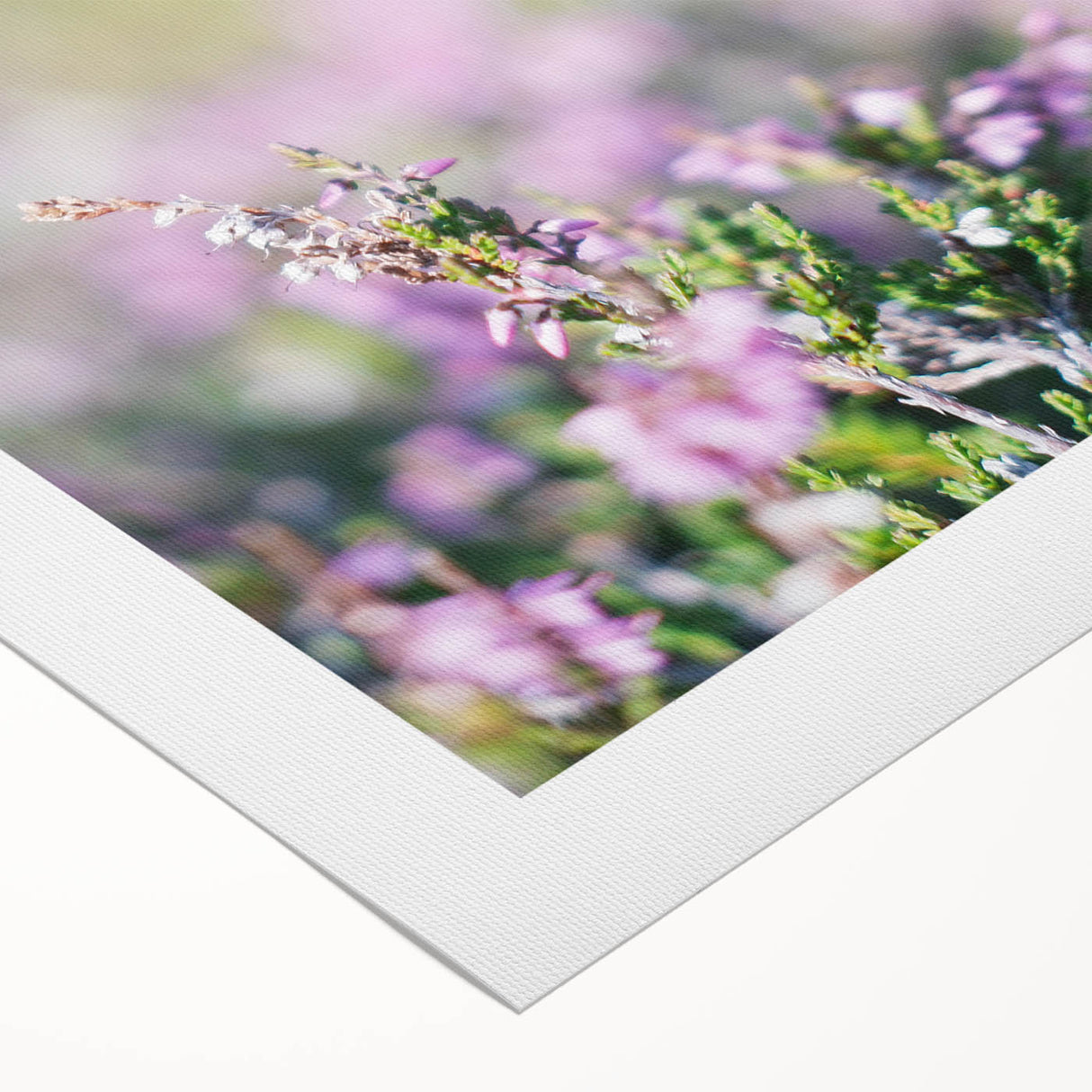 Art deco poster featuring a springtime garden scene on rolled canvas, with pastel color palette.