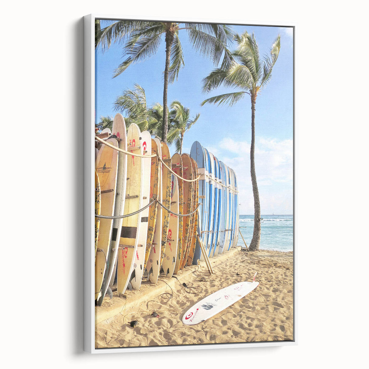 Vintage poster art featuring a vibrant, colorful summer design on extra large framed canvas, ideal for living room decor.