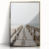 Large acrylic print of a mid-century modernist summer scene in vibrant gold and orange tones.