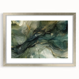 Abstract strokes wall art in a silver frame, featuring a modern design with bold colors and textured patterns, ideal for contemporary home decor.