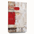 Abstract wall art featuring colorful strokes in vibrant blues, greens, and yellows, displayed in an acrylic glass frame, highlighting its modern design and sleek side view with visible mounting pins.