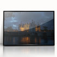 Framed acrylic artwork showcasing a stunning landscape with a castle, featuring a sleek black frame, ideal for home decor and interior design enthusiasts.