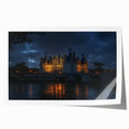 Rolled print showcasing a scenic landscape with a majestic castle, featuring vibrant colors and intricate details, packaged securely for easy display and preservation.