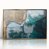 Framed acrylic artwork showcasing a stunning landscape of cliffs, featuring vibrant colors and intricate details, perfect for home decor or office accent.
