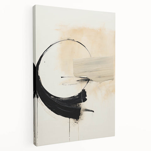 Framed Art for Dining Spaces - Abstract Black, White & Beige Print