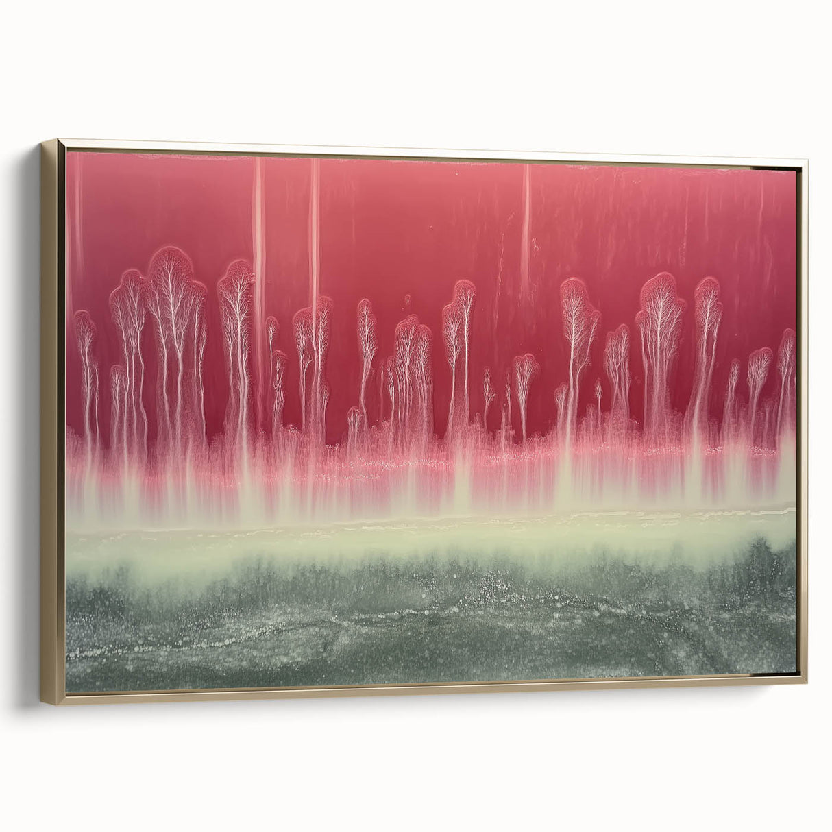 Framed Office Art – Abstract Red & Green Forest Canvas Print