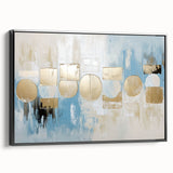 Abstract geometric framed canvas artwork showcasing bold black shapes and lines, ideal for modern home decor. Perfect for adding sophistication to any space.