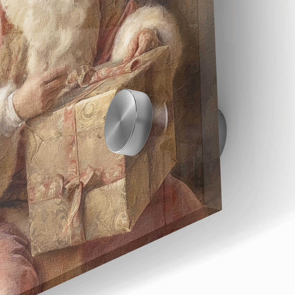 Festive Canvas Art - Santa Wrapping Large Gift Christmas Wall Decor