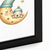 Personalized Kids Art - Sleeping Moon & Puppy Nursery Print