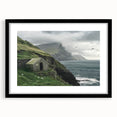 Black barn frame showcasing a landscape artwork, featuring a sleek mat design and sharp angles, ideal for modern home decor. Perfect for enhancing interior aesthetics.