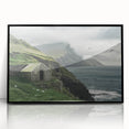 Framed acrylic artwork of a barn landscape in a black frame, showcasing vibrant colors and detailed scenery, perfect for home decor and farmhouse themes.