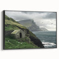 Landscape barn-themed canvas print featuring a black frame, showcasing a rustic scene with vibrant colors and intricate details. Ideal for enhancing home decor with a touch of nature.