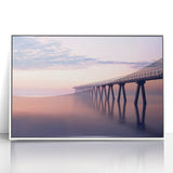Framed acrylic landscape artwork of a serene bridge scene, showcasing vibrant colors and intricate details, ideal for modern home decor and art enthusiasts.
