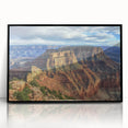 Framed acrylic artwork showcasing a stunning landscape of canyons in rich earth tones, highlighting natural textures and depth, perfect for modern home decor.