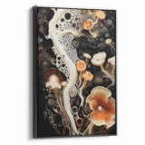 Black and white framed canvas featuring a close-up landscape scene, ideal for bedroom wall decor.