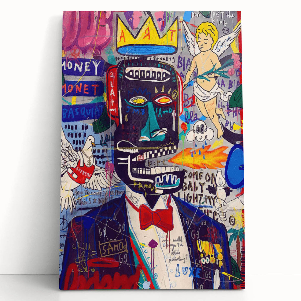 Vibrant Pop Art Wall Art - Multicolor Canvas with Urban Graffiti