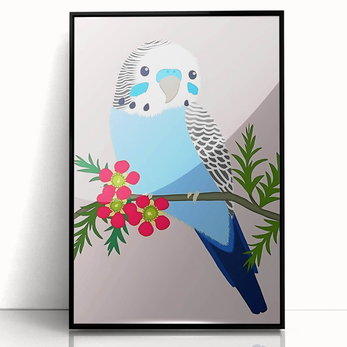 Blue Budgie Wall Art – Cute Bird Illustration for Boys' Room