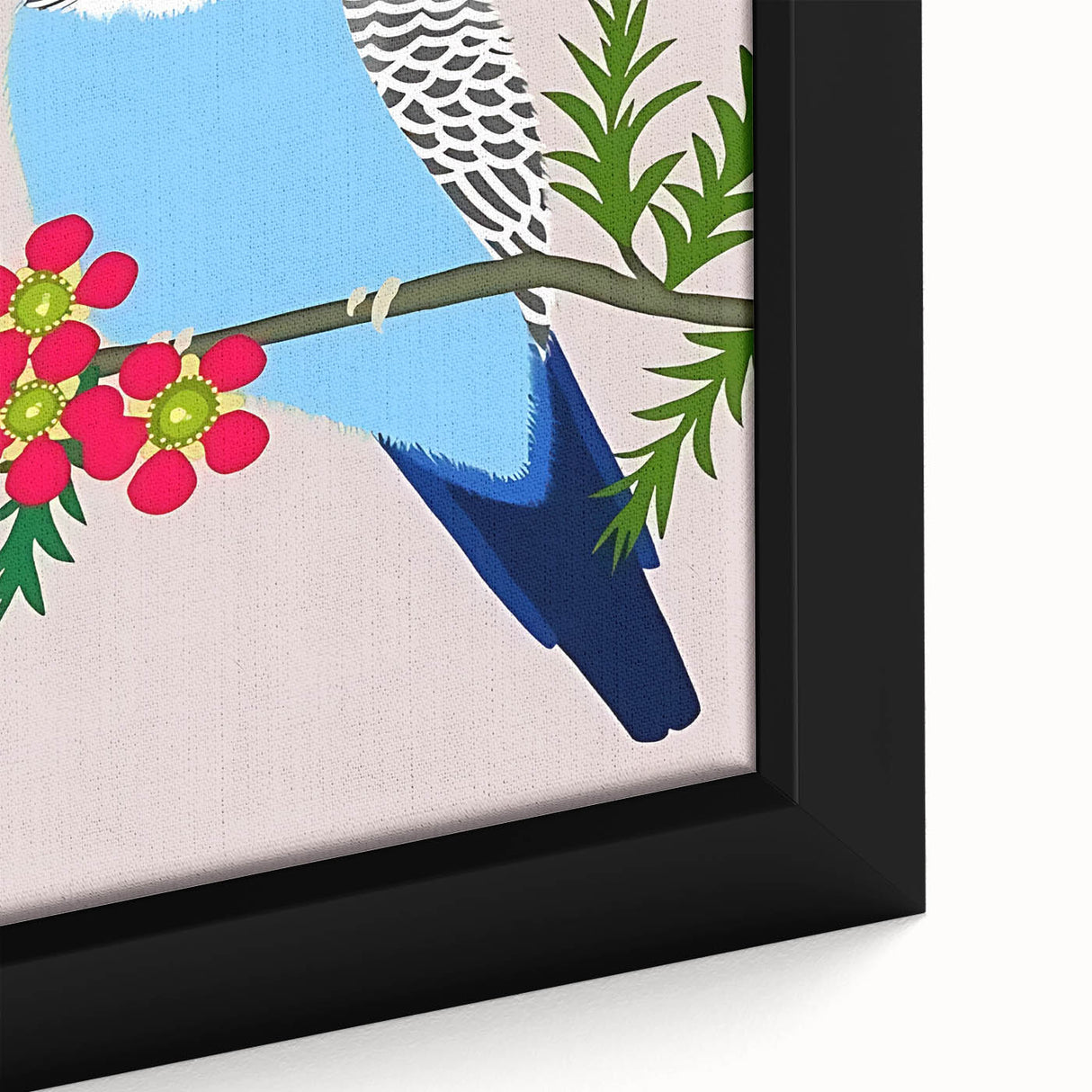 Blue Budgie Wall Art – Cute Bird Illustration for Boys' Room