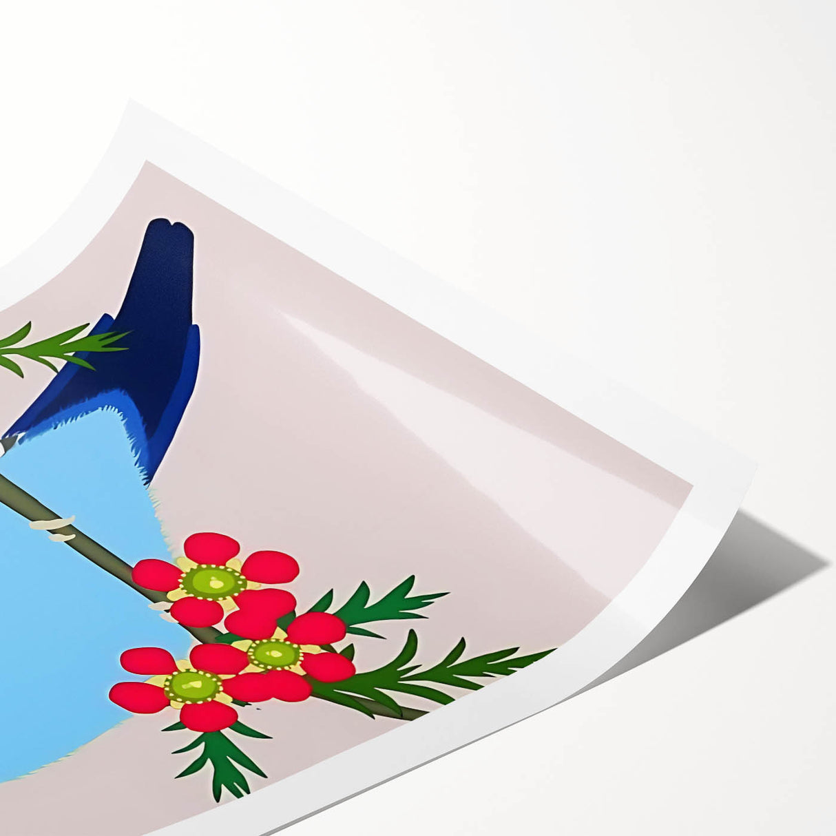 Blue Budgie Wall Art – Cute Bird Illustration for Boys' Room
