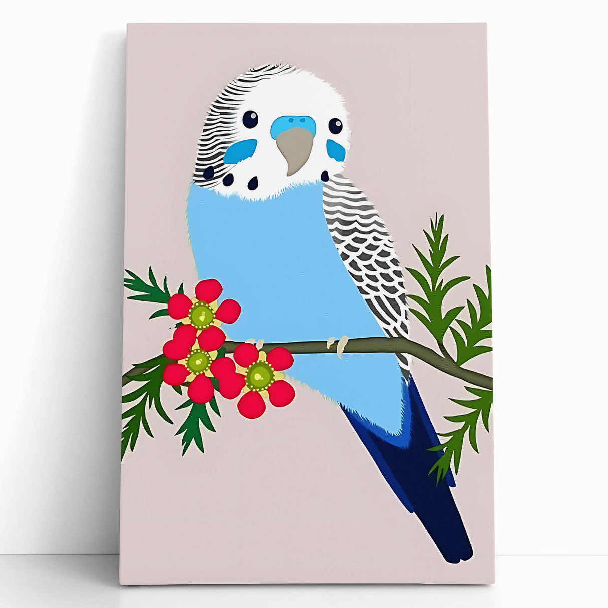 Blue Budgie Wall Art – Cute Bird Illustration for Boys' Room