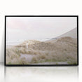 Large abstract wall art in vibrant yellow and orange tones, framed in black acrylic, ideal for modern living room decor.