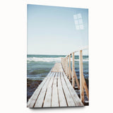 Large abstract wall art in blue and gold shades on acrylic glass, ideal for bedroom or dining room decor.