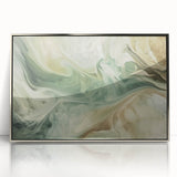 Framed wall art featuring abstract strokes in silver and gray hues, elegantly displayed with a modern design, perfect for contemporary home decor.