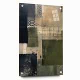 Abstract wall art featuring vibrant, swirling strokes in shades of blue, pink, and gold, displayed in a sleek acrylic frame, showcasing artistic depth and modern design.