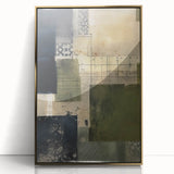 Framed abstract wall art featuring dynamic gold strokes on an acrylic background, set against a clean white backdrop, perfect for modern home decor.