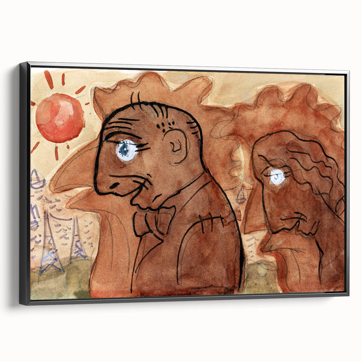 Modern Wall Art: Leo Gestel's Caricature of Himself and Wife