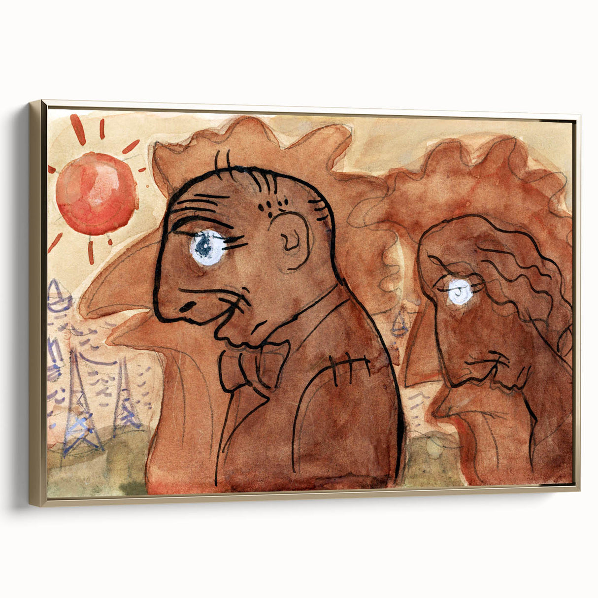 Modern Wall Art: Leo Gestel's Caricature of Himself and Wife
