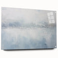 Abstract wall art featuring vibrant strokes in shades of blue, orange, and gold, displayed in an acrylic frame with pins, ideal for modern home decor.