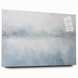 Abstract wall art featuring vibrant, colorful strokes on acrylic glass, showcasing a modern design. The side view highlights the sleek edges and glossy finish, ideal for contemporary decor.