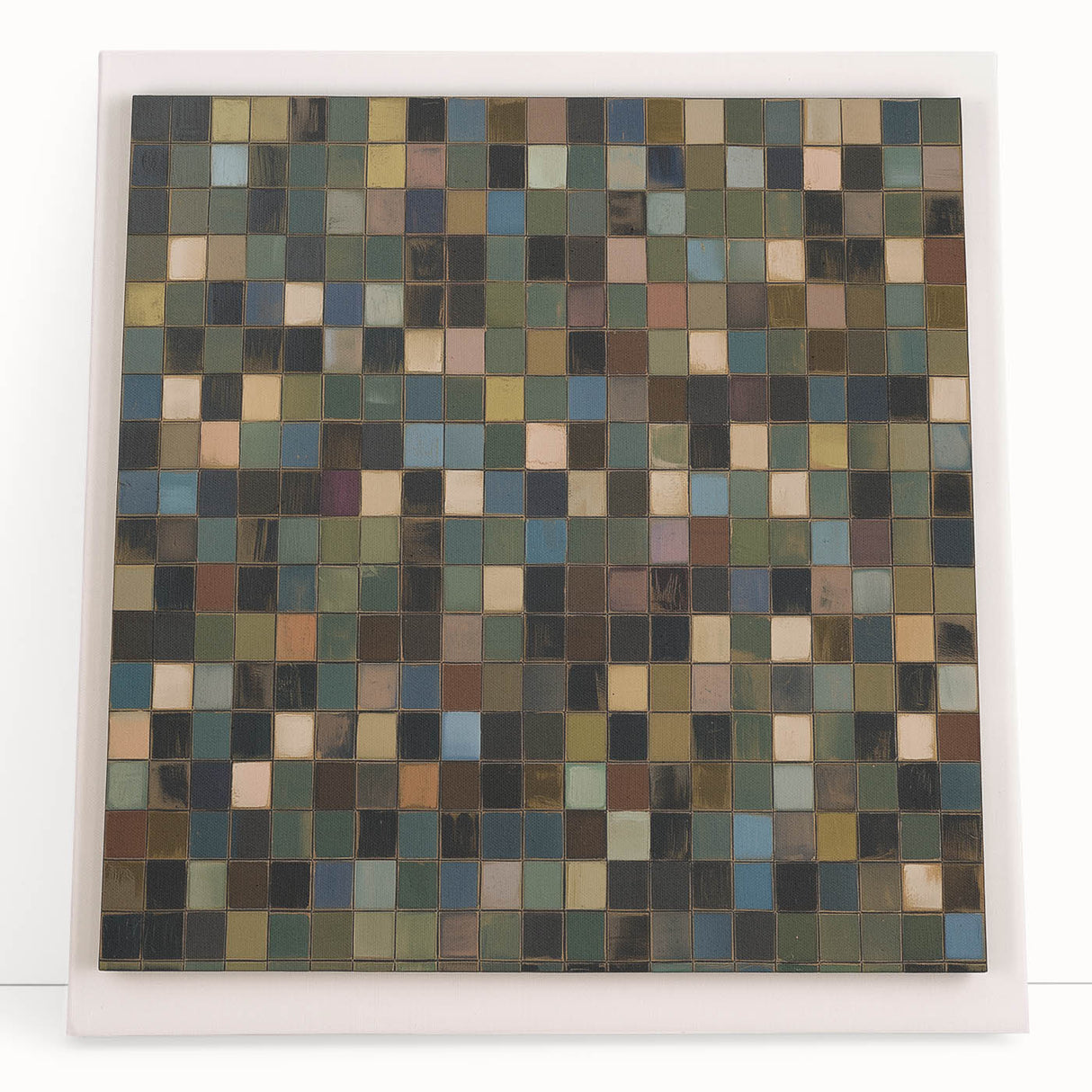 Rustic Mosaic Bedroom Wall Art - Brown and Green Canvas Print