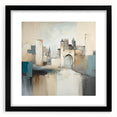 Abstract architecture wall art framed with a black mat, showcasing geometric patterns and sleek lines, perfect for modern home decor.