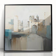 Framed abstract architecture wall art featuring geometric shapes in black and white, showcased from the front view, perfect for modern home decor.