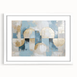 Abstract geometric frame design in white, showcasing a modern aesthetic with a clean mat. Ideal for contemporary interiors, perfect for art lovers and home decor enthusiasts.
