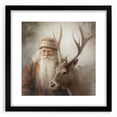 Holiday Wall Decorations - Santa and Reindeer Winter Scene Canvas Art