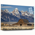 Acrylic wall art featuring a vibrant landscape of a rustic barn, designed with colorful elements and displayed from a side view, emphasizing the texture and pin details for an artistic touch.