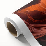 Vibrant rolled canvas showcasing a stunning landscape of canyons in warm earthy tones, expertly crafted for wall art enthusiasts, ideal for home decor.
