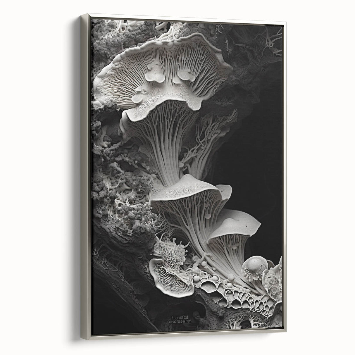 Landscape art painting on framed canvas, featuring vintage-style colorful elements and black background.