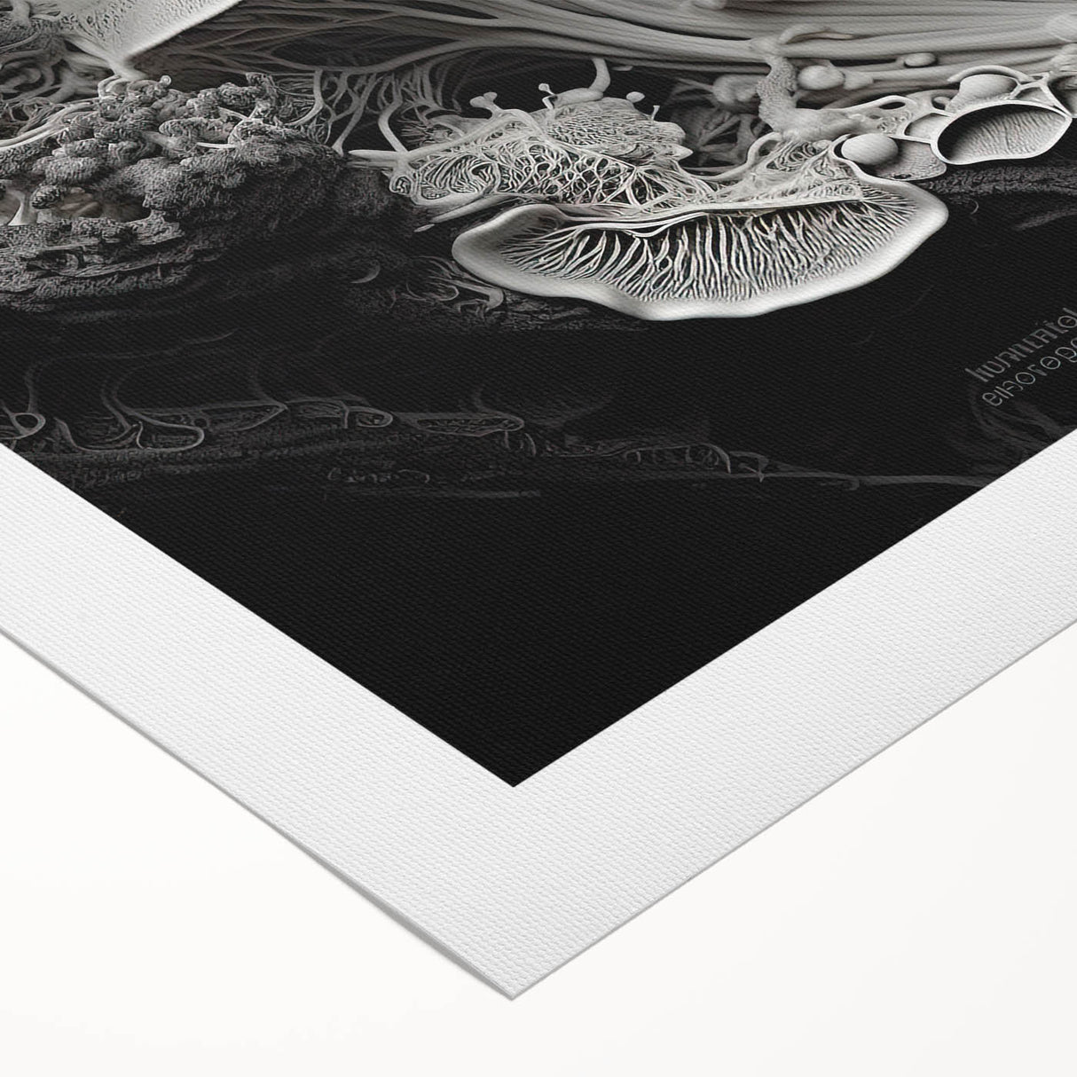 Art deco poster featuring geometric patterns in muted gold and black on rolled canvas.