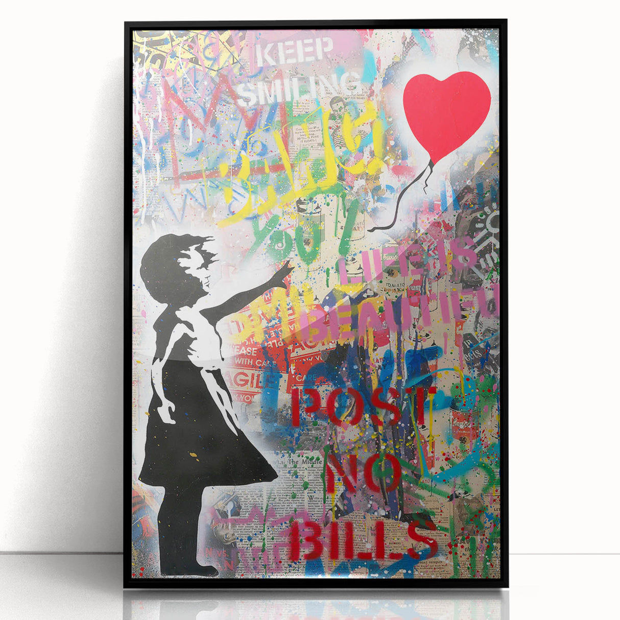 Urban Pop Art Wall Art - Balloon Girl Canvas with Multicolor